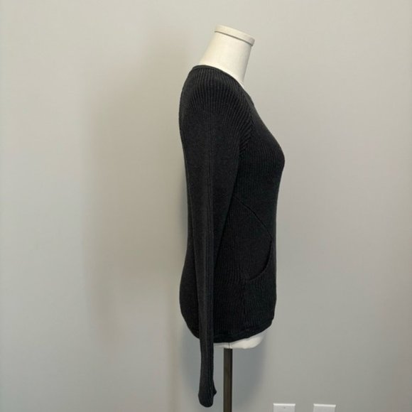 Lululemon The Better The Sweater Heathered Black Cotton Knit Pullover Sweater - Picture 10 of 15